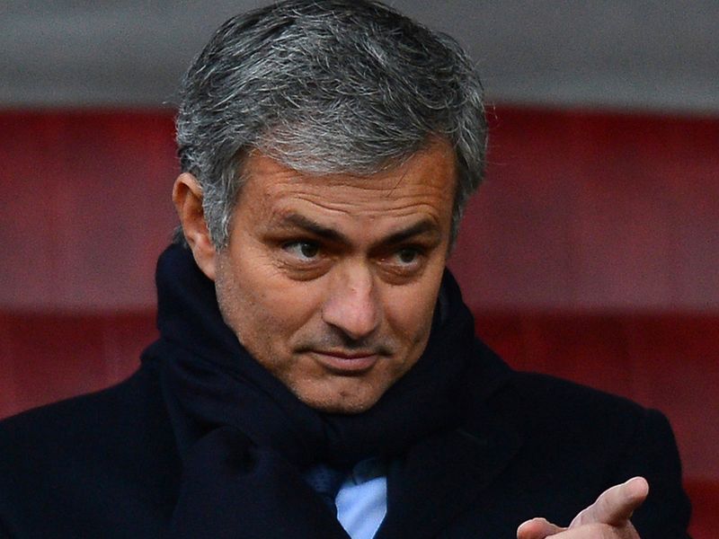 Jose Mourinho looks on from the Old Trafford stands, eyeing up the competition ahead of Real Madrid's Champions League visit of United.