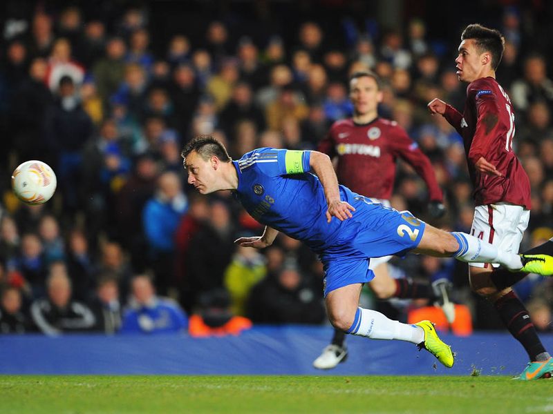 John Terry is forced to clear in front of goal for Chelsea as he comes under pressure from Vaclav Kadlec.