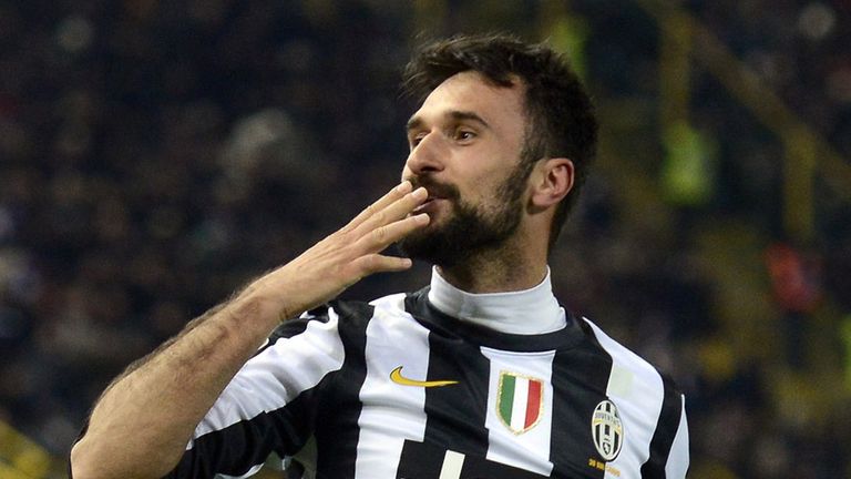 Mirko Vucinic celebrates his Juventus goal