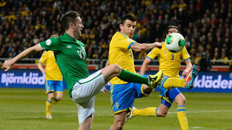 Robbie Keane in action against Sweden on Friday