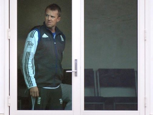 Swann watches the rain fall in Dunedin