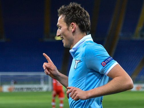Libor Kozak celebrates scoring for Lazio