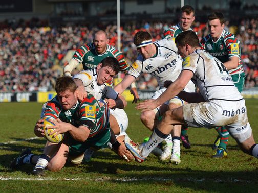 Ed Slater crossed for two Leicester tries&nbsp;