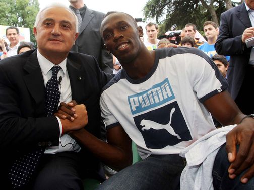 Pietro Mennea (l) with Usain Bolt