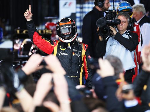 Raikkonen celebrates his victory in Melbourne