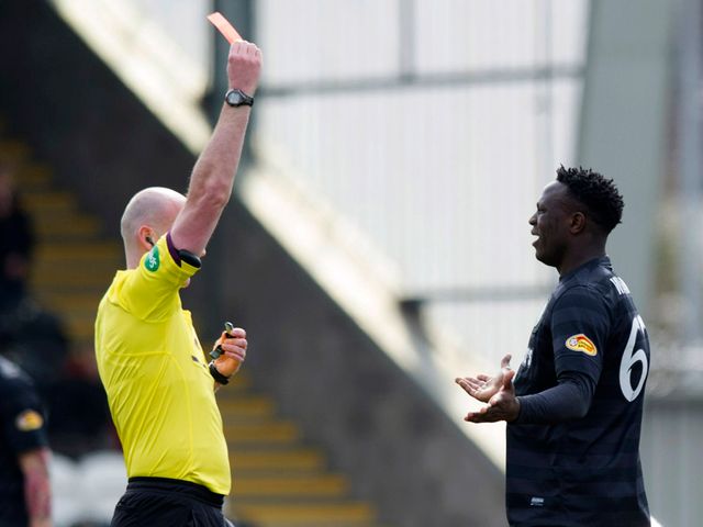 Victor Wanyama was shown a straight red card