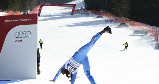 Tina Maze: Slovenian celebrated ninth win of the season with a cartwheel