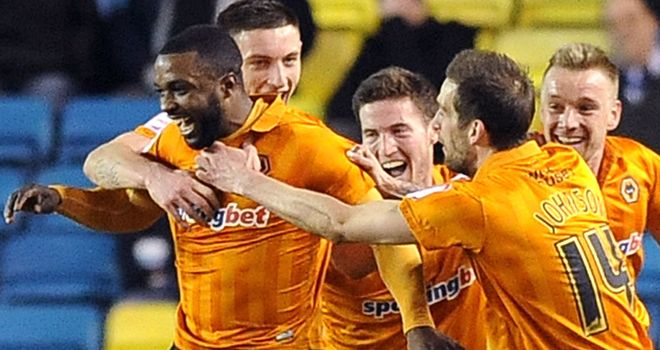 Sylvan Ebanks-Blake celebrates Wolves' second