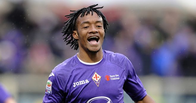 Juan Cuadrado celebrates his goal for Fiorentina