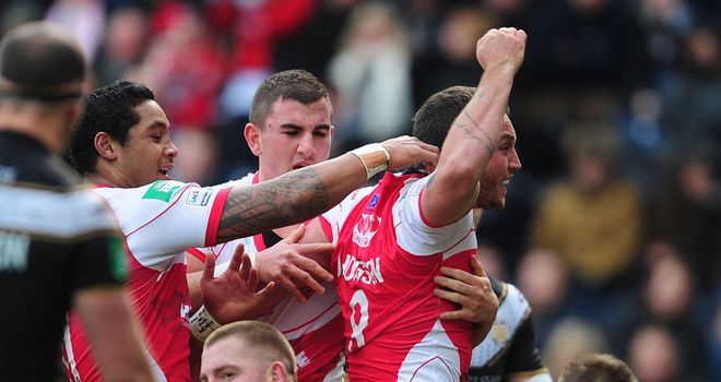 Josh Hodgson: Celebrates during Good Friday's Hull derby