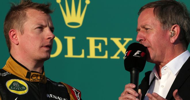 Martin interviews race winner Kimi Raikkonen on the Melbourne podium