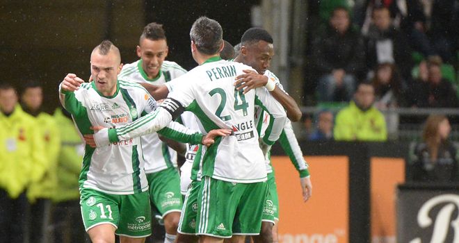 St Etienne celebrate Yohan Mollo's goal