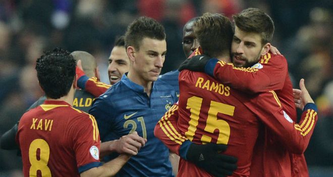 Celebration time: Spain welcome their win over France
