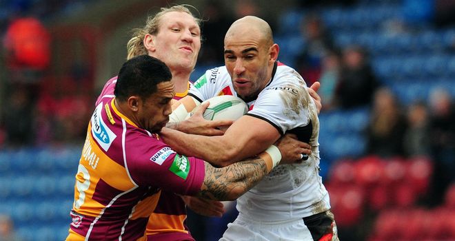 Chev Walker tries to get the Bradford Bulls on the front foot against the Huddersfield Giants