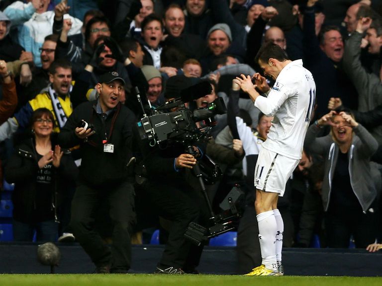 Gareth Bale: In action during the north London derby
