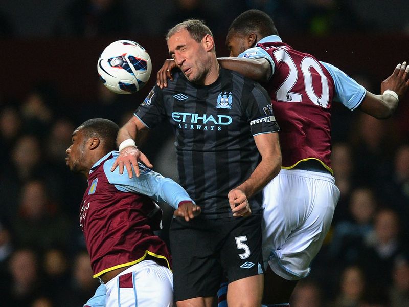 Pablo Zabaleta rose above Charles N'Zogbia and Christian Benteke.