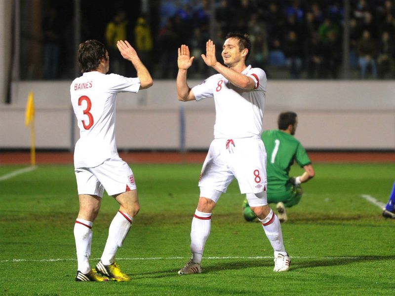 Lampard finishes off another well constructed England move to give the visitors a 5-0 lead at half-time.