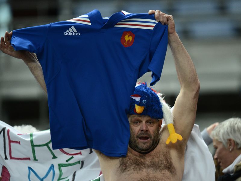 Fan-atical: A French supporter holds up the national shirt