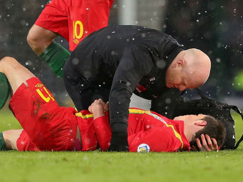 Bale is unable to continue after picking up a knock in the first half.