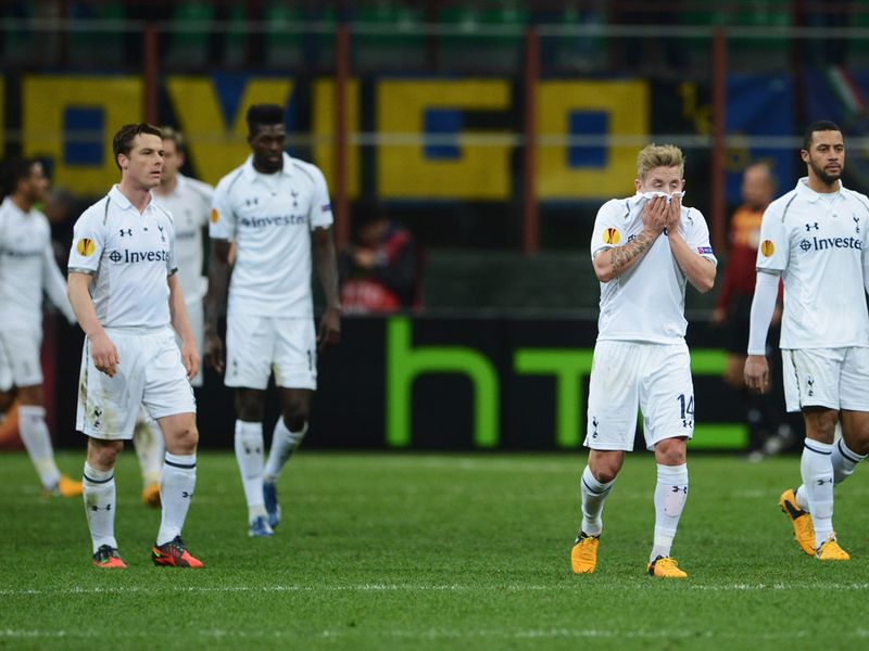 Tottenham's players can't quite believe what's happening at the San Siro