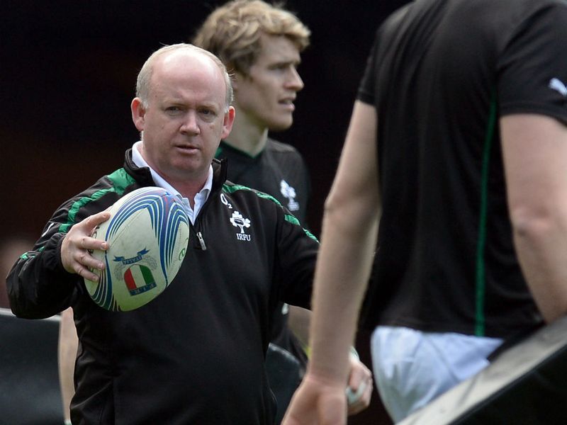 Final preparations: Ireland's head coach Declan Kidney instructs his players prior to the clash