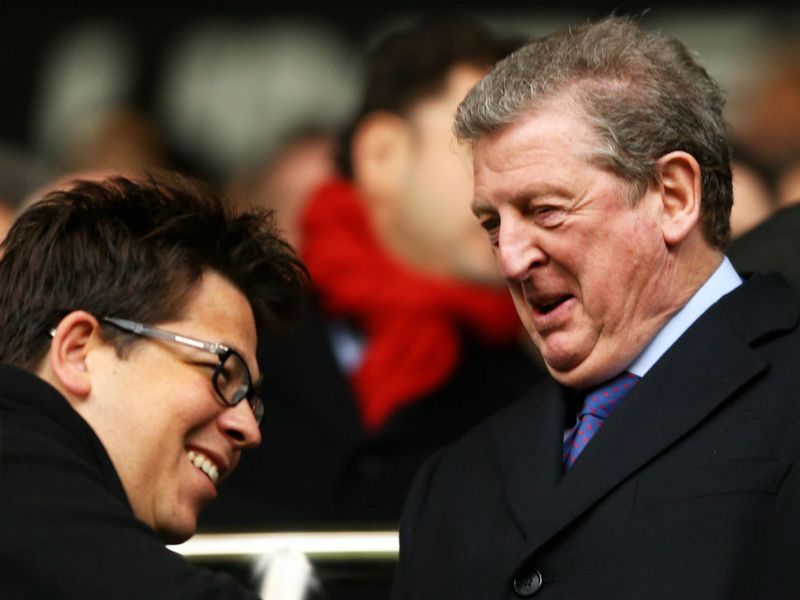 England manager Roy Hodgson shares a joke with comedian Michael McIntyre