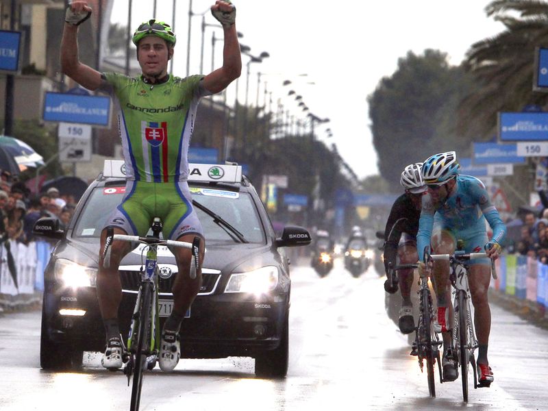 At the finish it was Sagan who bested Nibali and Rodriguez in the sprint