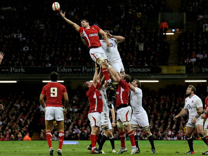 Tall order: Sam Warburton wins lineout ball for the dominant Welsh