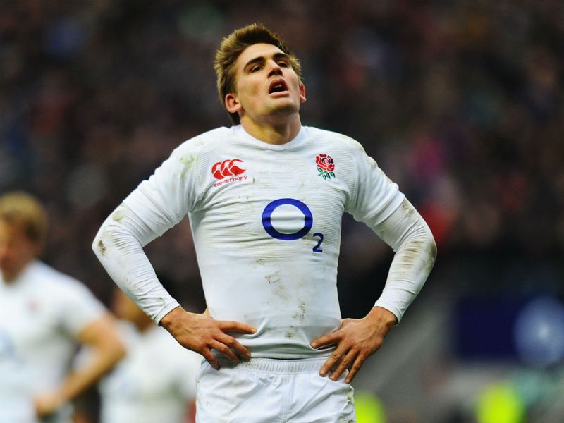 Matchwinner: Toby Flood gives his all in the victory which preserves England's unbeaten record in the competition