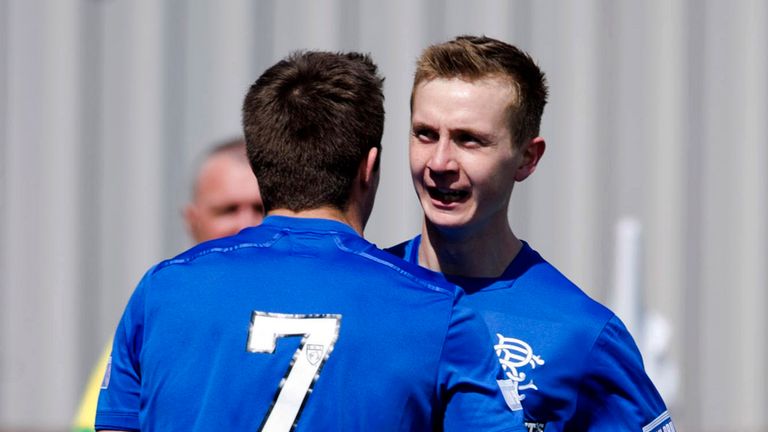 Robbie Crawford celebrates his goal against East Stirling