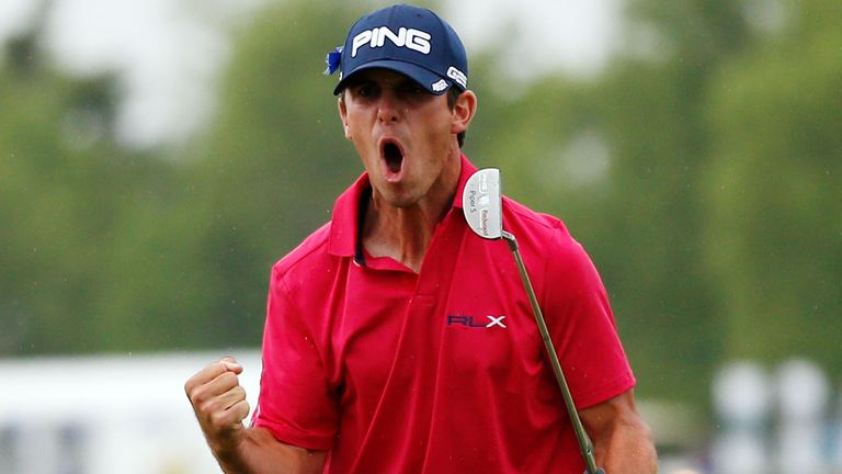 Billy Horschel celebrates winning putt
