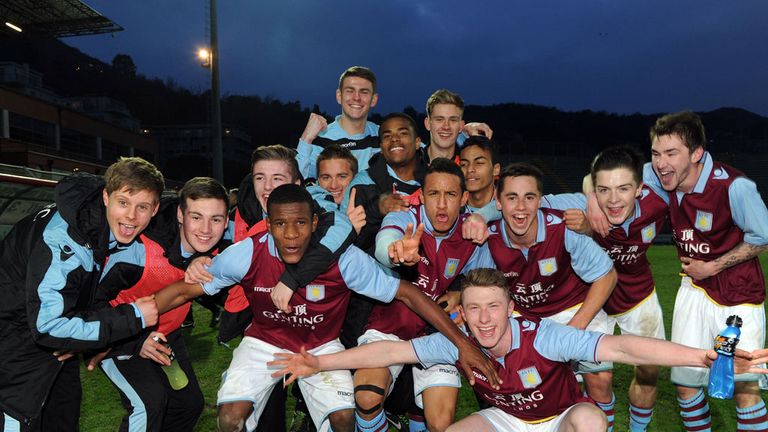 Aston Villa's players celebrate