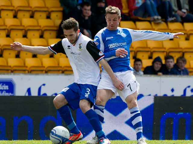 Graeme Shinnie is closed down by St Johnstone's Chris Millar