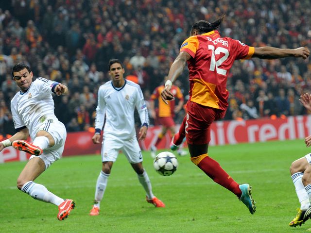Didier Drogba scores his goal for Galatasaray