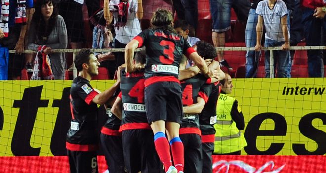 Atletico Madrid celebrate Falcao's winner