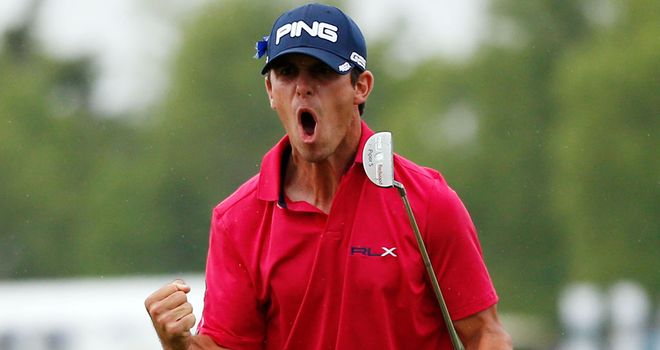 Billy Horschel celebrates winning putt