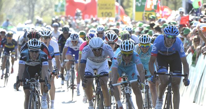 Ramunas Navardauskas, right, sprinted to victory on stage two