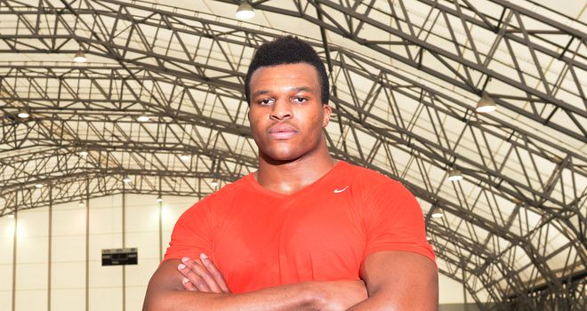 Lawrence Okoye: First impression excites Harbaugh
