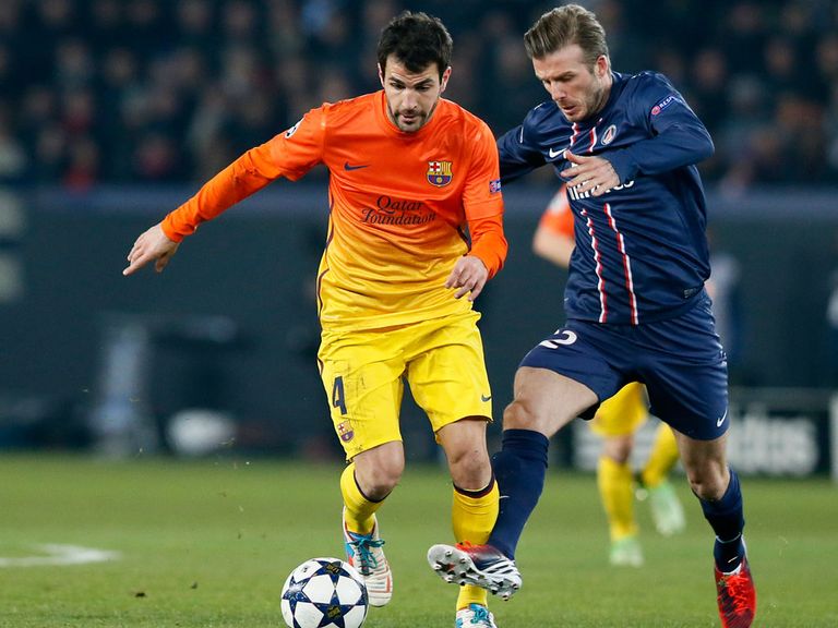 David Beckham in action against Barcelona.