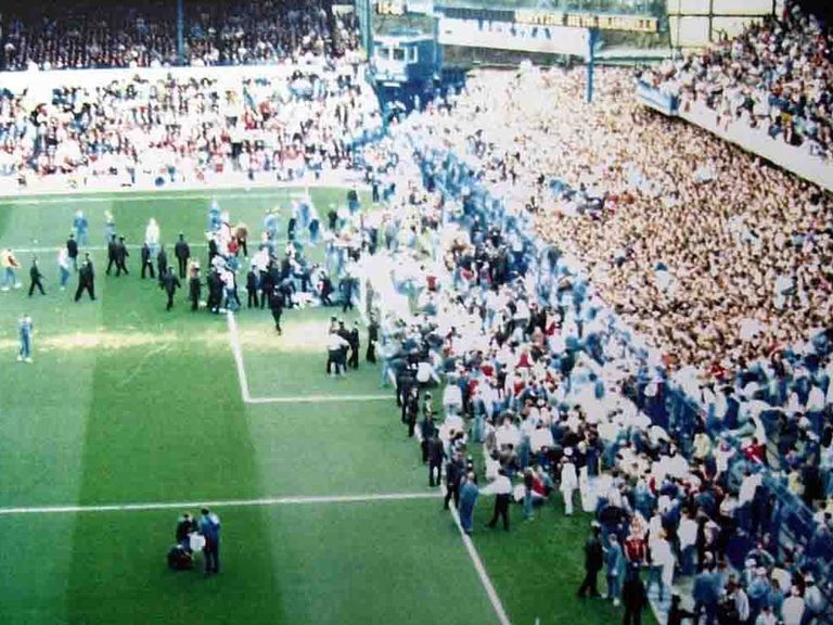 Liverpool fans at Leppings Lane Hillsborough on 15 April, 1989