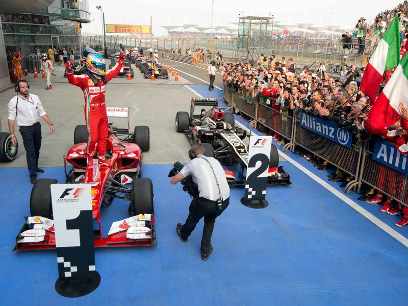 Fernando Alonso celebrates his victory