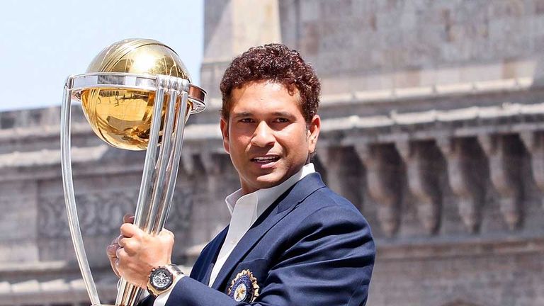 Sachin Tendulkar with ICC Cricket World Cup