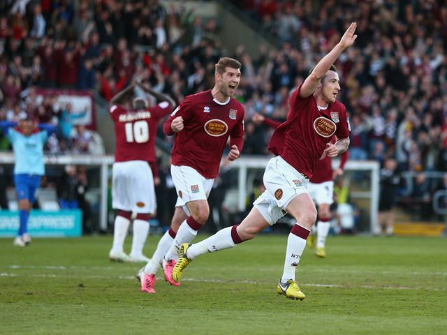 Roy O'Donovan: Celebrates goal for Northampton