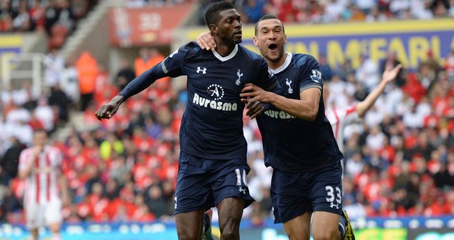 Emmanuel Adebayor: Celebration time after grabbing the headlines