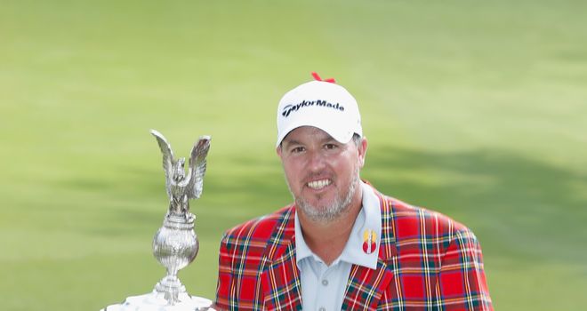 Boo Weekley: poses with the trophy after his one-stroke victory at the Crowne Plaza Invitational at Colonial