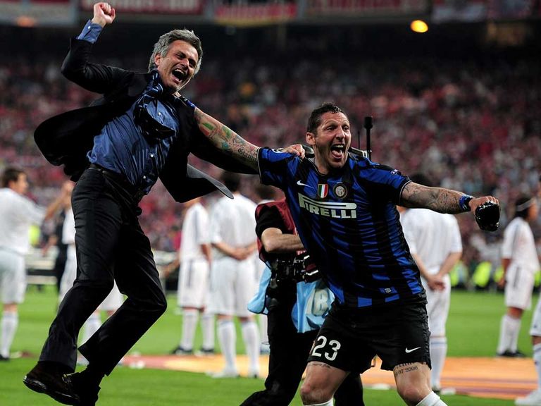Jose Mourinho celebrates when in charge at Inter
