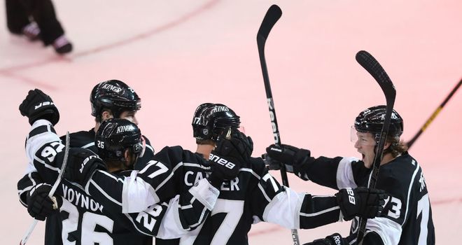 Players from the Los Angeles Kings celebrate