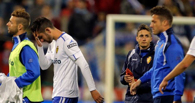 Zaragoza players react after the dreaded drop