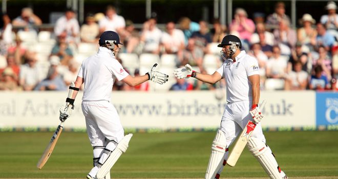 Tim Bresnan (right): Put on over 100 in an eighth-wicket stand with Graeme Swann (left)