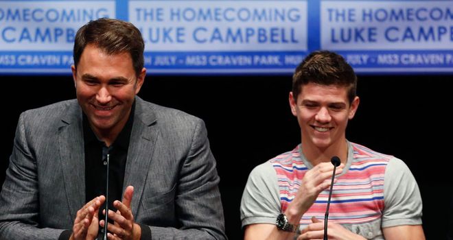 Eddie Hearn and Luke Campbell as Saturday's press conference